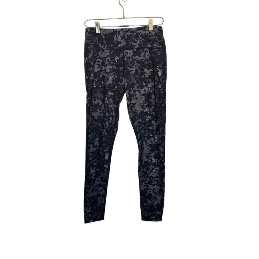 Lululemon Wunder Under Crop Star Crushed Coal Black Women's 4 Stretch‎ Gym Yoga